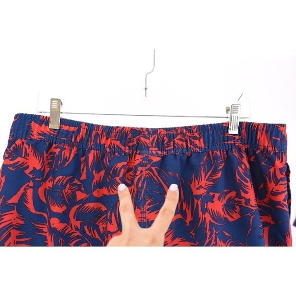 Sperry Mens Sz L Swim Trunks Board Shorts Palm Print Navy Blue Red Pockets - Picture 6 of 9